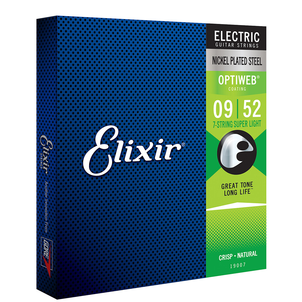 Elixir 19007 Optiweb Coating Electric Guitar Strings 7-String Super Light (9-52)