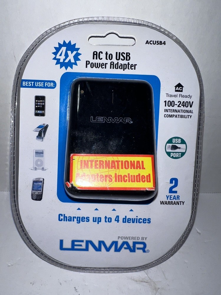 Lenmar Internationally Capable 4 Adapters Charges 4 Devices AC to USB NIB