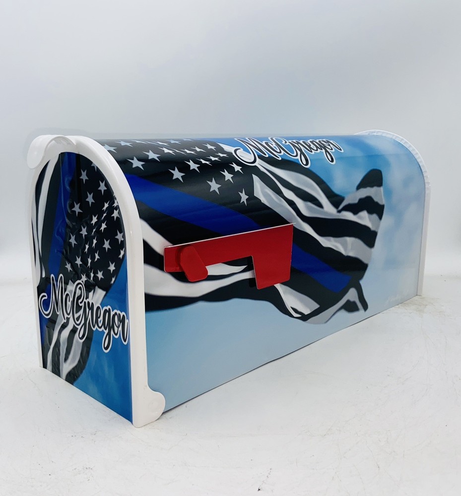 Thin Blue Line Custom Mailbox: Patriotic Gifts
