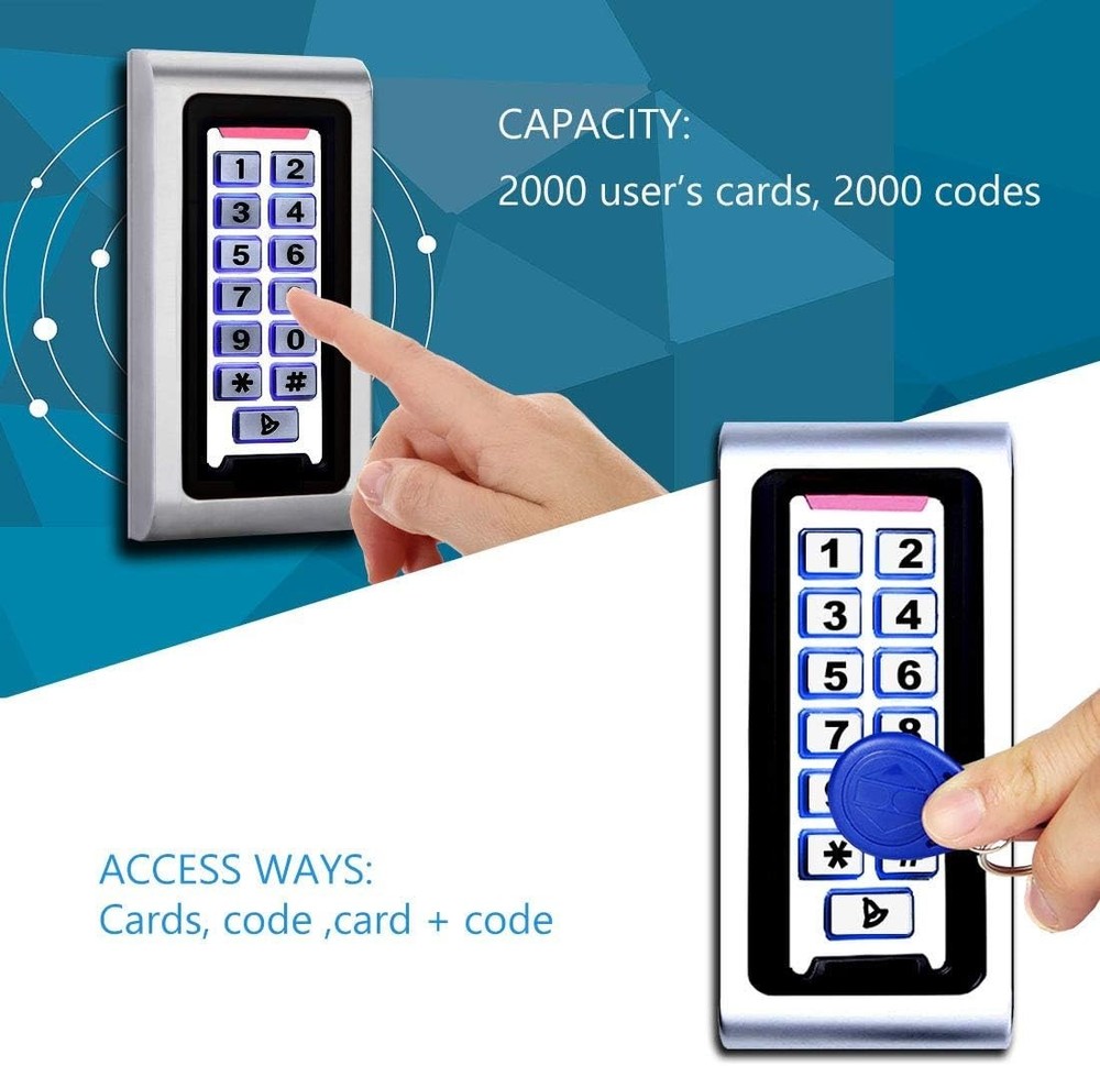 User-Friendly Weatherproof Access Control Keypad - 2000 Users & Bright Backlight
