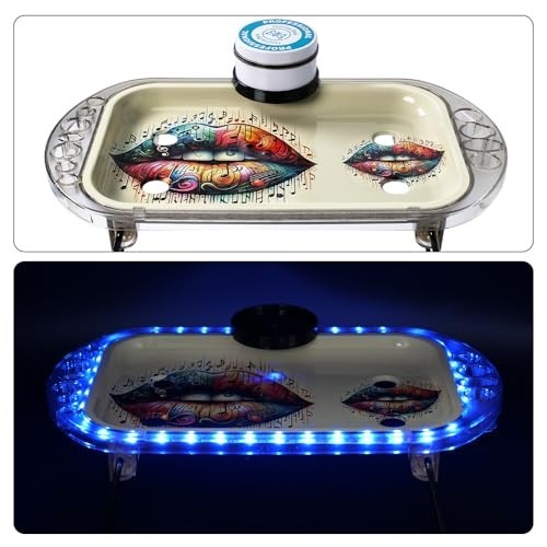 Herb Grinder Rolling Tray Kit with Pre-Rolled Cone Loader & LED Light - Mess-Fre