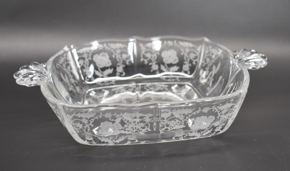 Fostoria Glass 6" Dish with Chintz Etched Pattern