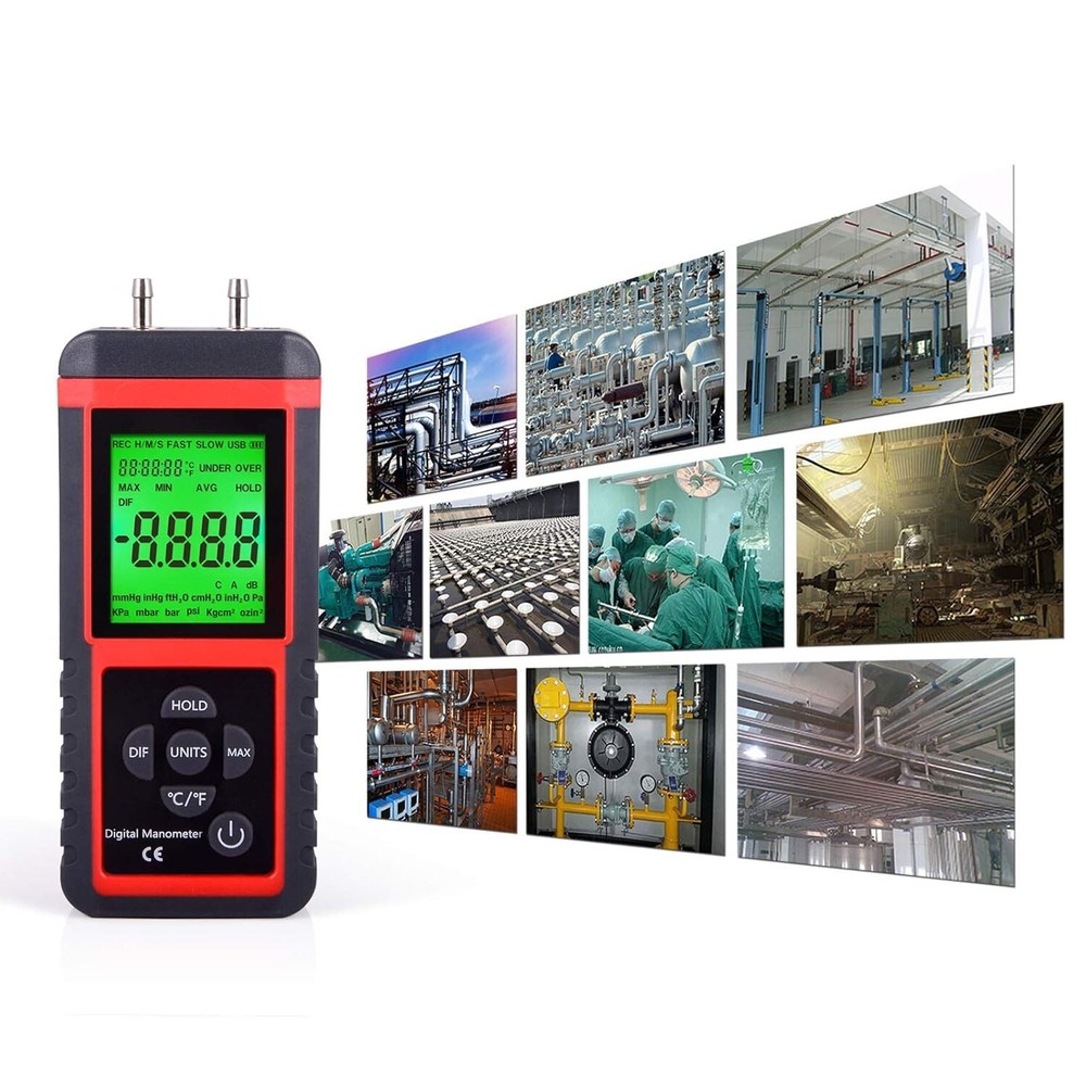 Advanced Digital Gas Pressure Tester with Multiple Units - Durable Rubber Design