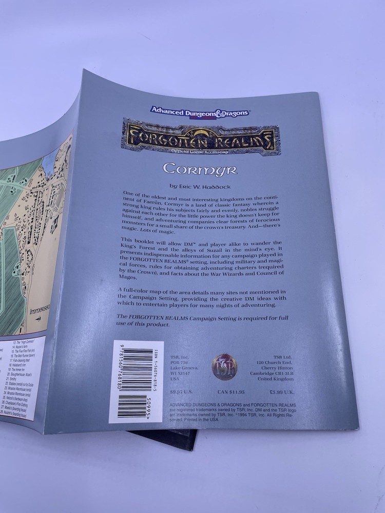 Cormyr Dungeons & Dragons Forgotten Realms TSR 9410 Source book Module W/ MAP