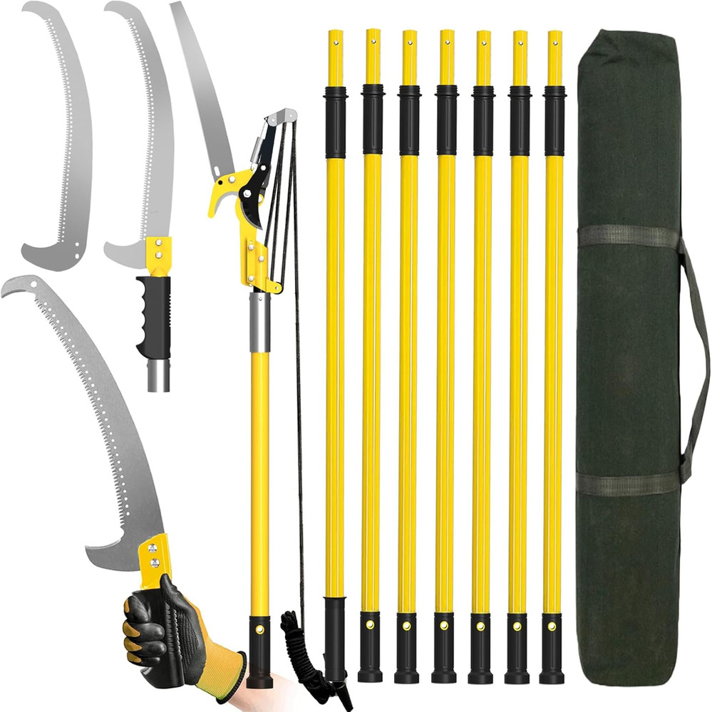 Manual Pole Saws for Tree Trimming 27 FT, Tree Trimmer Long Handle Pruner with T