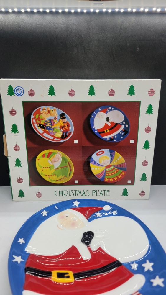 Elements Colorful Oval Santa Christmas Ceramic Plate