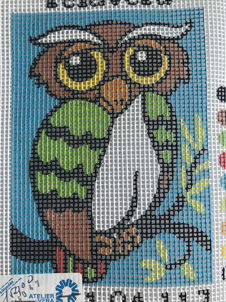 TelaVera Painted Needlepoint Canvas Owl