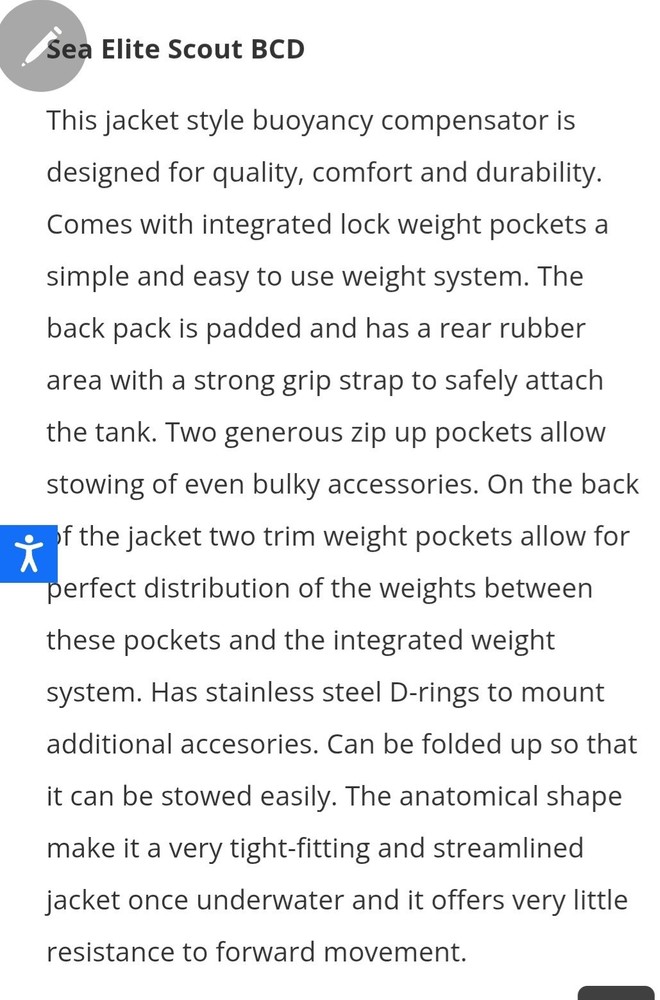 Sea Elite Scout BCD - Medium