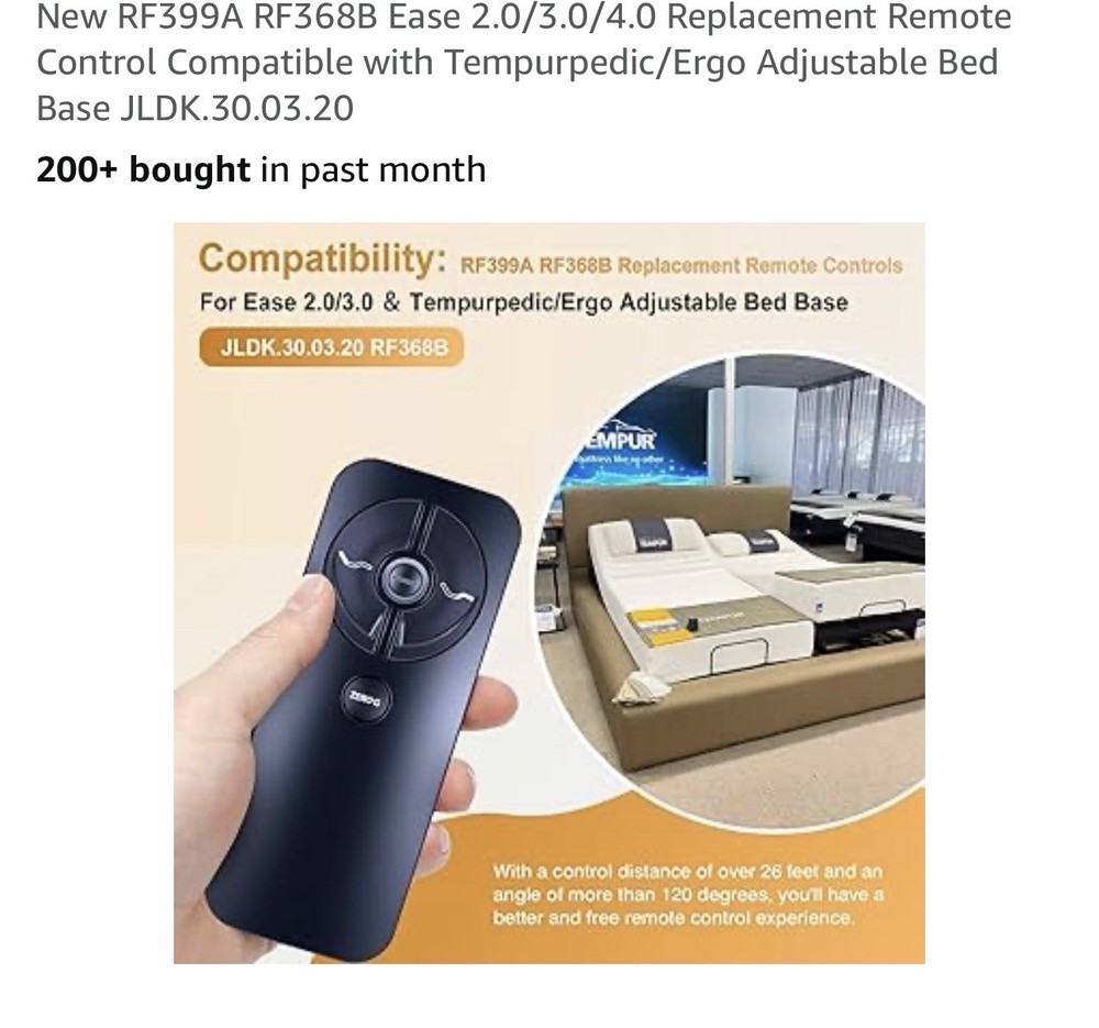 Tempurpedic Adjustable Bed Remote RF399A RF368B Replacement