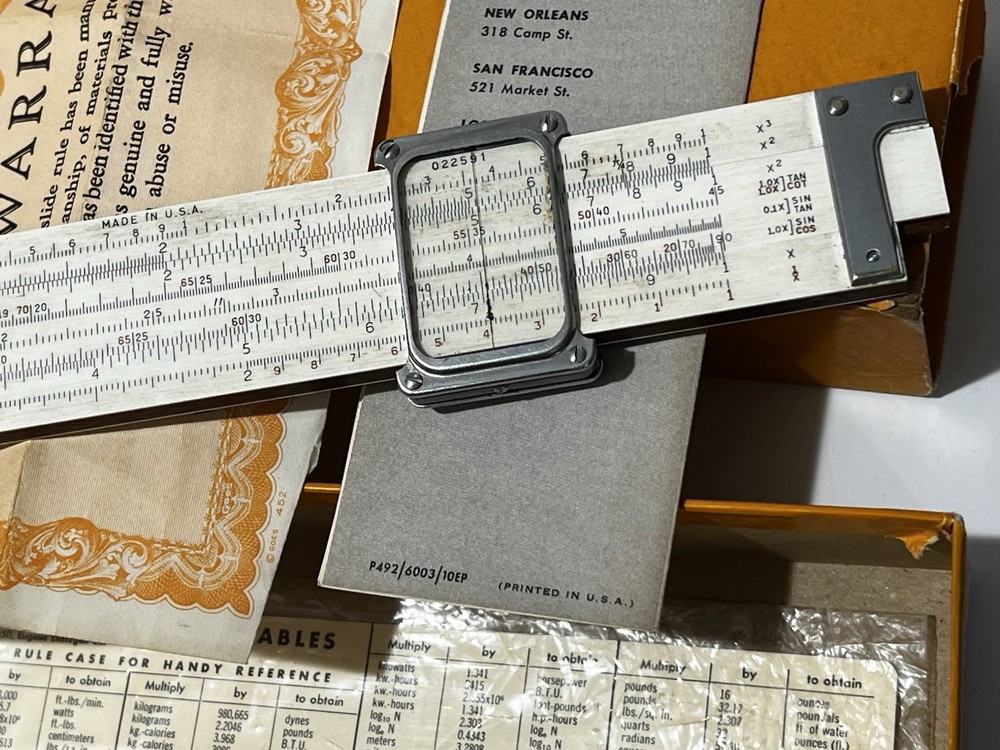 Dietzgen Slide Rule Polymath Multiplex Decimal Trig Type 1744 Case Box Manual