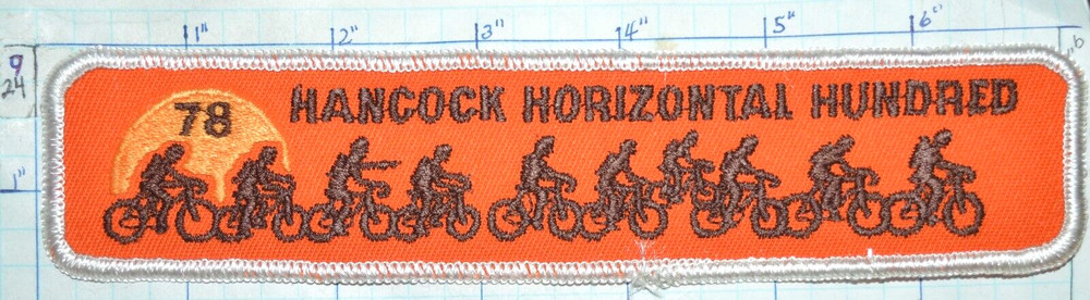 HANCOCK OHIO HORIZONTAL HUNDRED BICYCLE RIDE 1978 CYCLE 7" PATCH