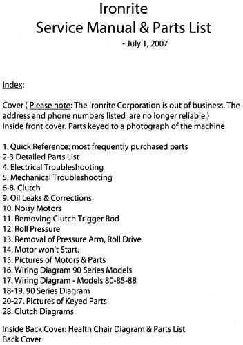 PDF VERSION - IronRite Iron Rite SERVICE Repair Manual  - PDF VERSION