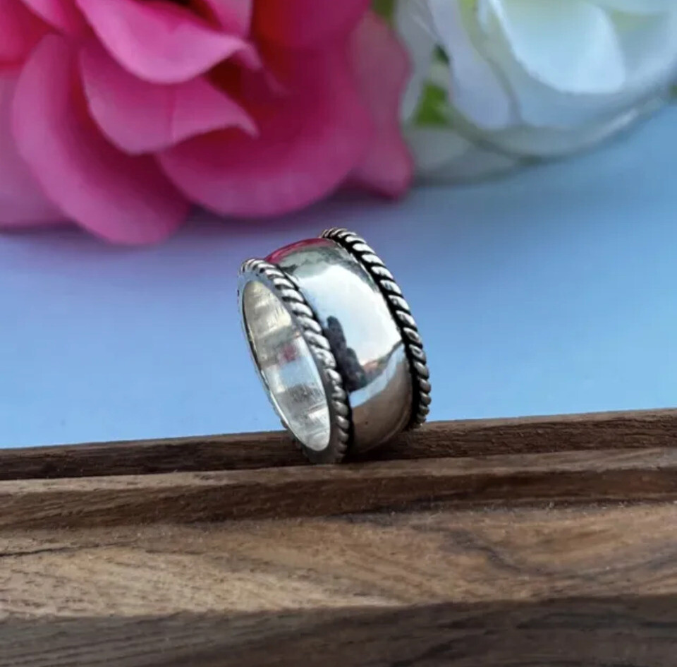 Solid 925 Sterling Silver Spinner Band Ring StatementRing Handmade Ring All Size