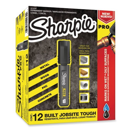 Sharpie 2018326 Pro Permanent Marker, Broad Chisel-Tip, Black, Dozen