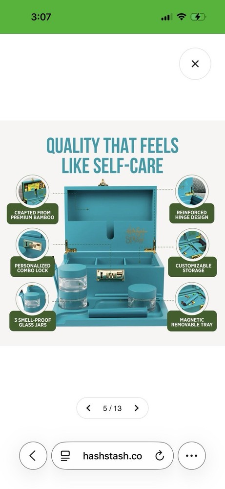 The OG Stash Box Teal HashStash Storage Box