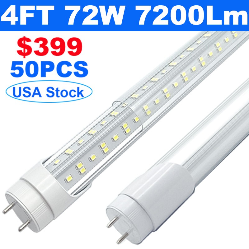 50 Pack 72W G13 Bi-Pin 4 Ft Led Bulbs 4FT Led Shop Lights NO RF FM Interference
