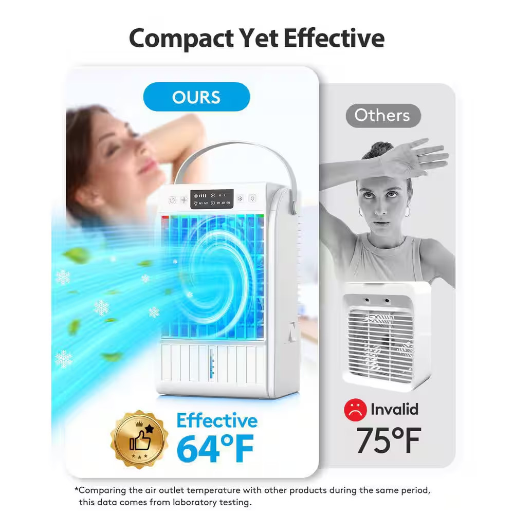 Portable Air Conditioner with 4-In-1 Function, 7 - Color Light, Extended Runtime