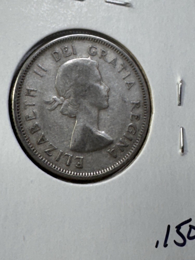 1957 Canada 25 Cents Silver Coin