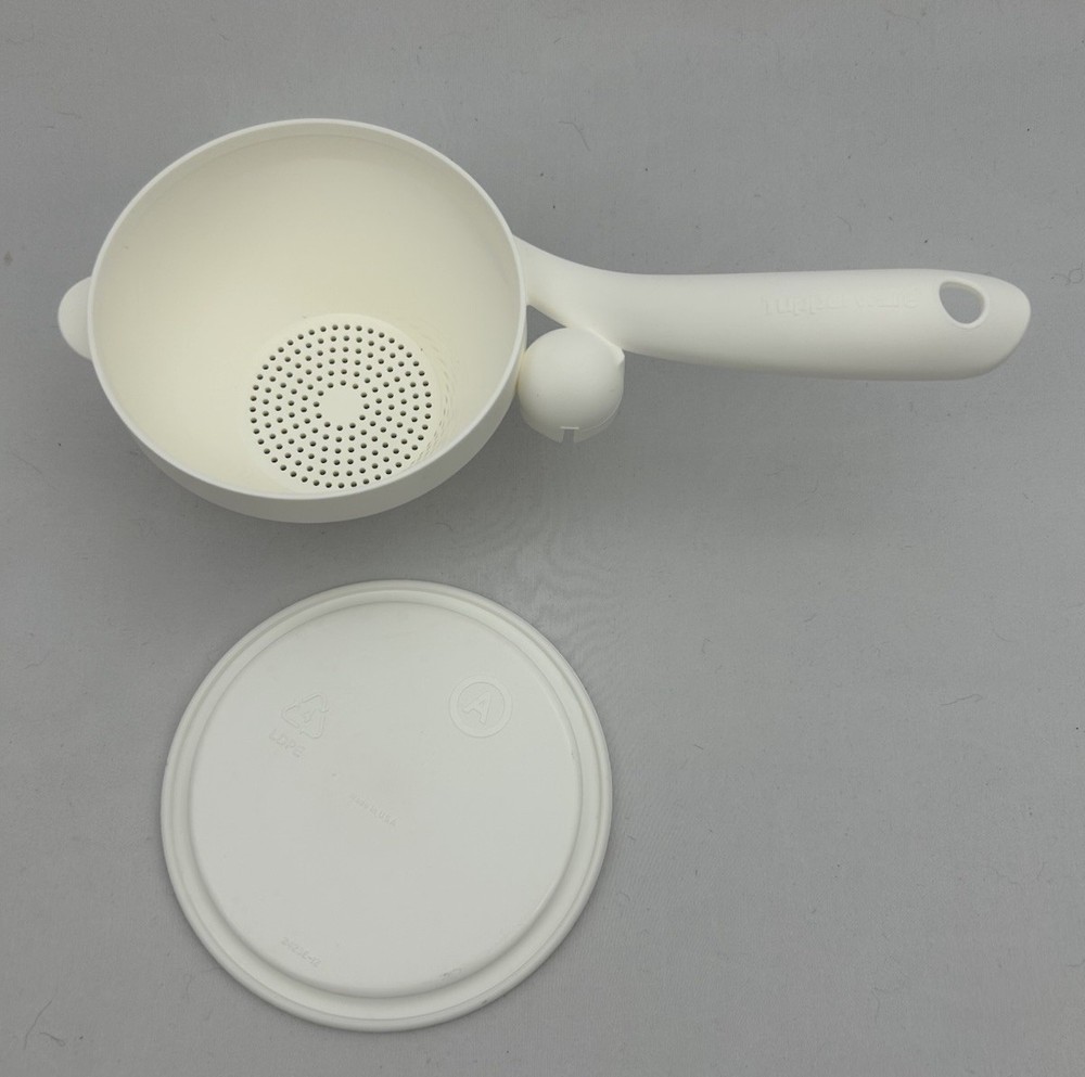 Rare Vintage Tupperware Mini Colander Strainer With Lid #4476A White