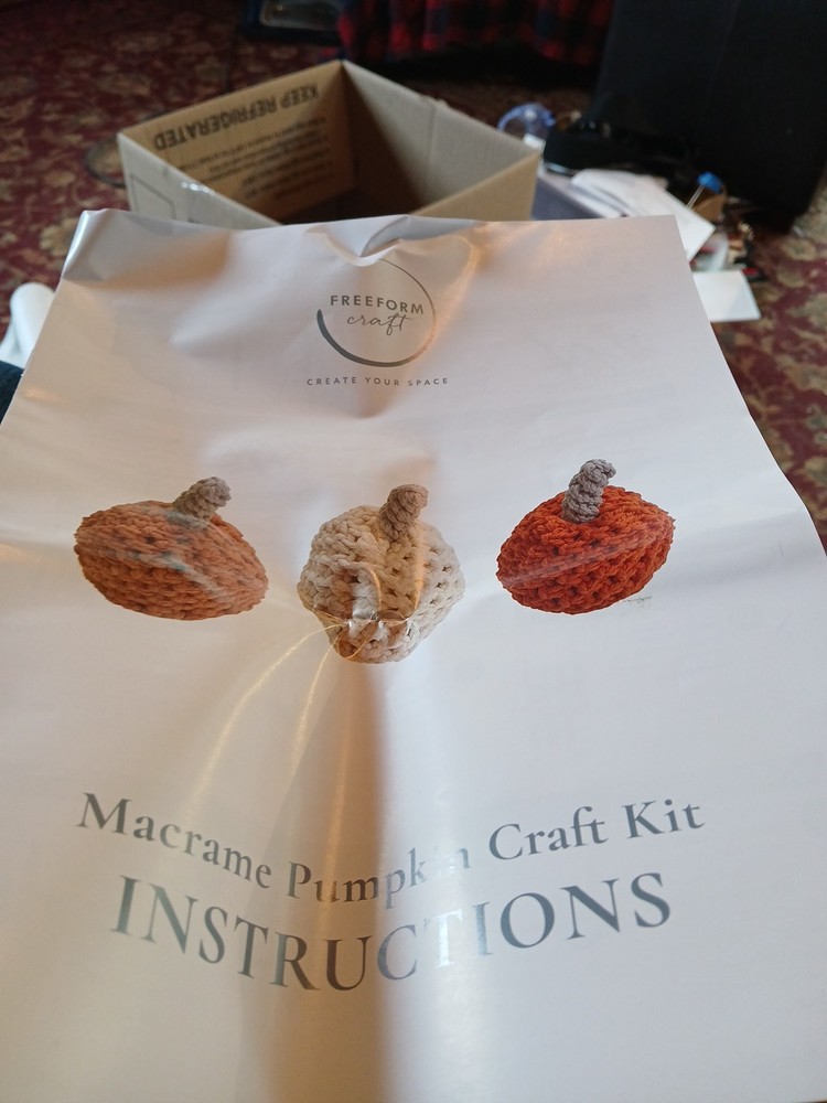 Macramae Pumpkin Craft Kit Beige-tan Color Makes 1