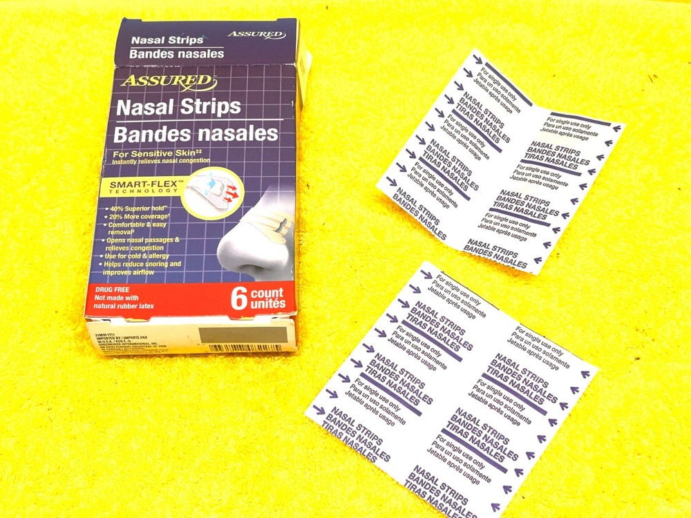 Assured Nasal Strips for Sensitive Skin Smart-Flex Technology Snoring (6) Count