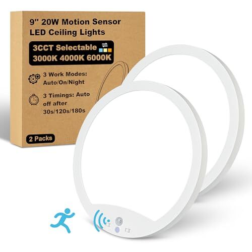 Hard-Wired Motion Sensor Ceiling Lights, 9in 20W Flush Mount Motion LED