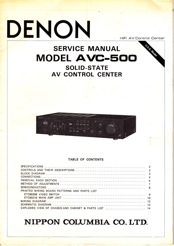 Original Denon AVC-500 Service Manual