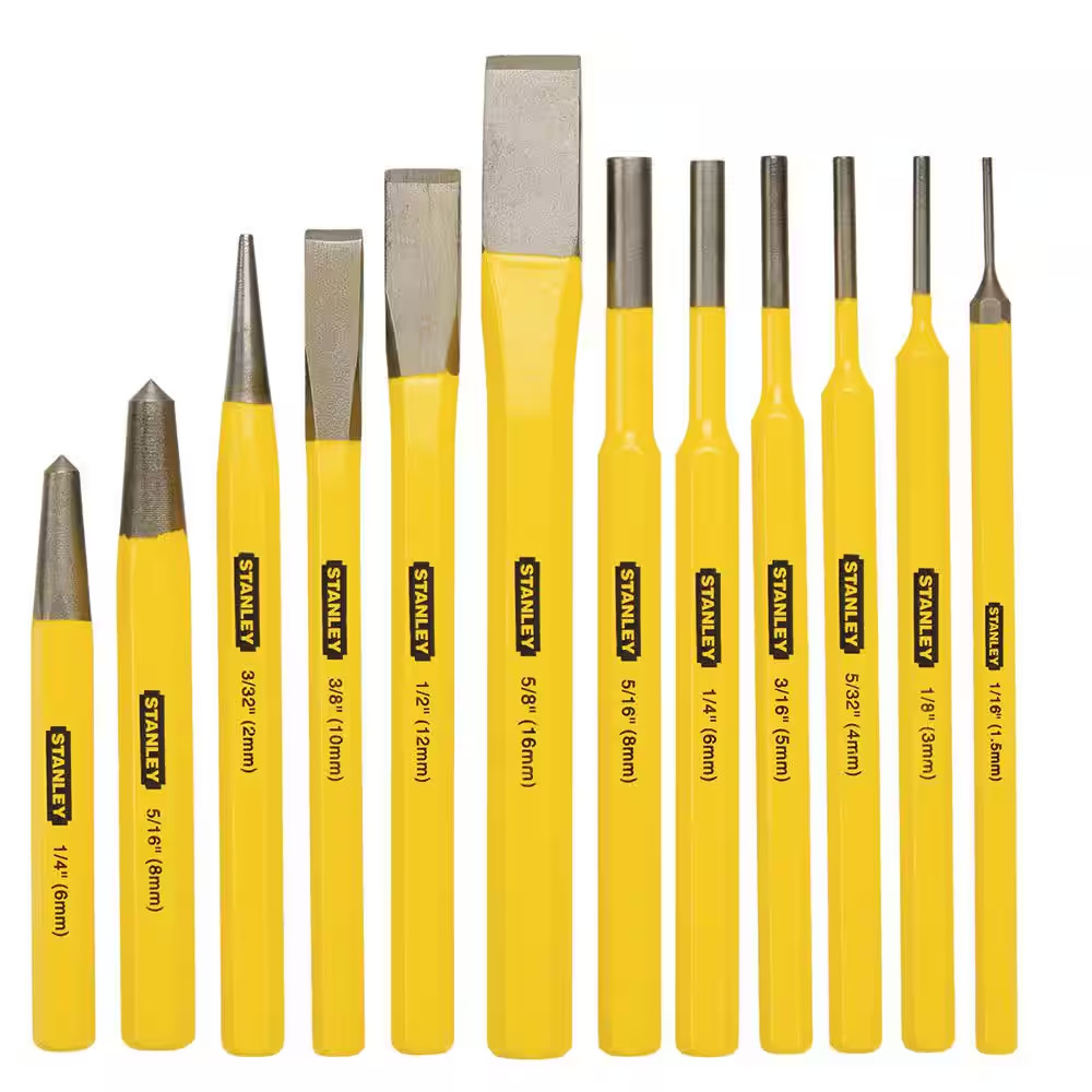 Stanley Cold Chisel & Punch Set 12 Piece Free Ship NEW