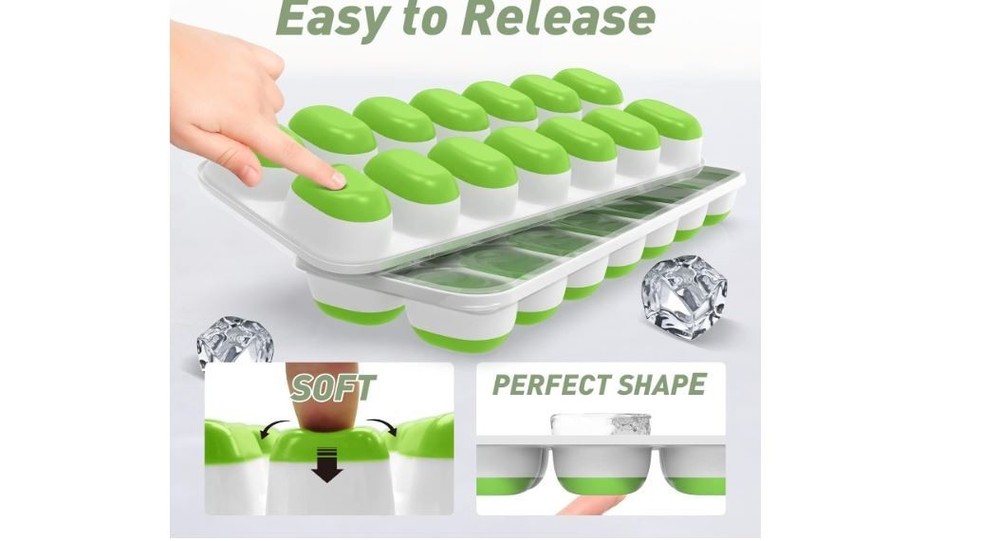 4-Pack Stackable Ice Cube Trays with Lids,Durable Silicone/BPA-Free Freezer Tray