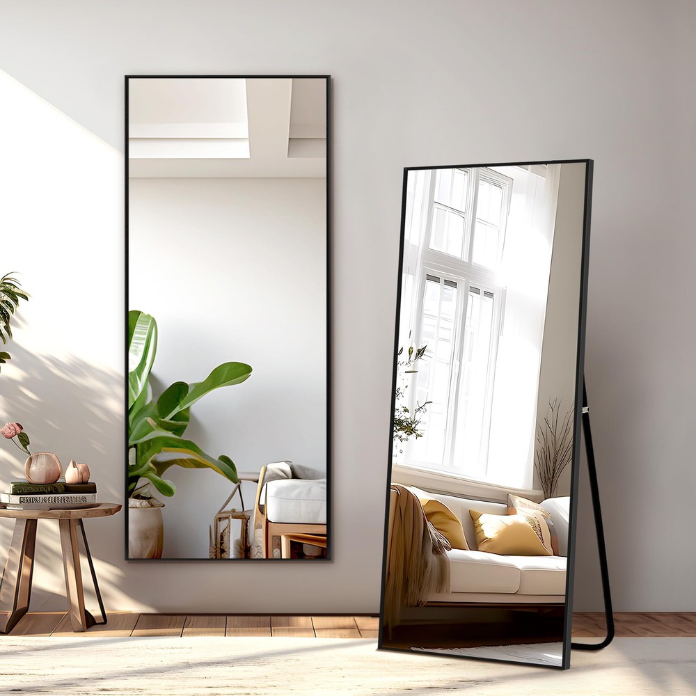 NicBex Full Length Mirror with Stand, 56"L x 19"W, Black (Rectangular)