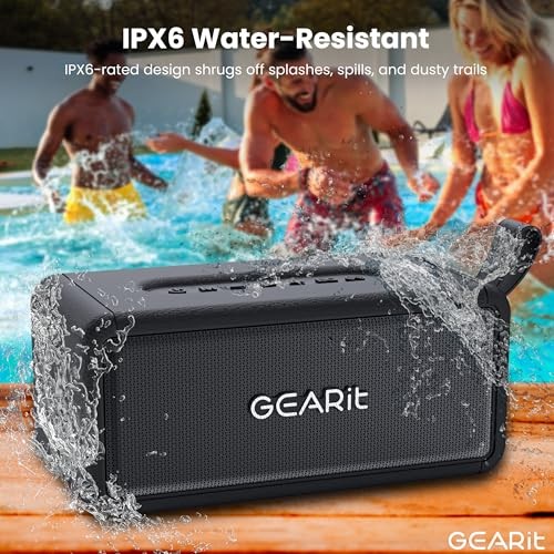 Portable Bluetooth Wireless Speakers - IPX6 Waterproof Inline - 40W Black