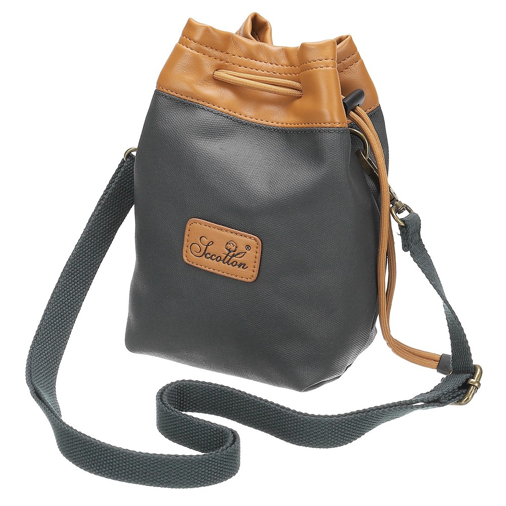 Soft Camera Bag, L Size Camera Drawstring Shoulder Bag with Hand Strap, Grey