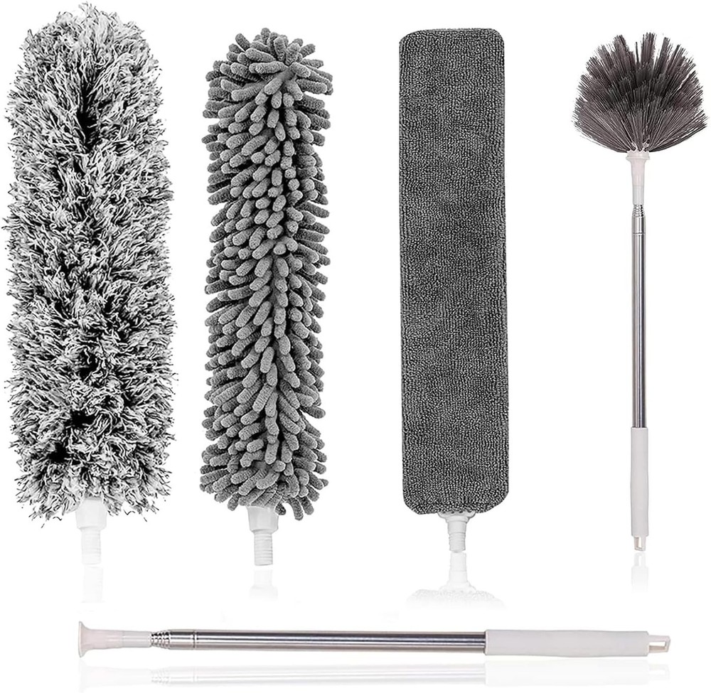 Complete Microfiber Duster Kit with Extendable Pole - Ideal for Home Cleaning
