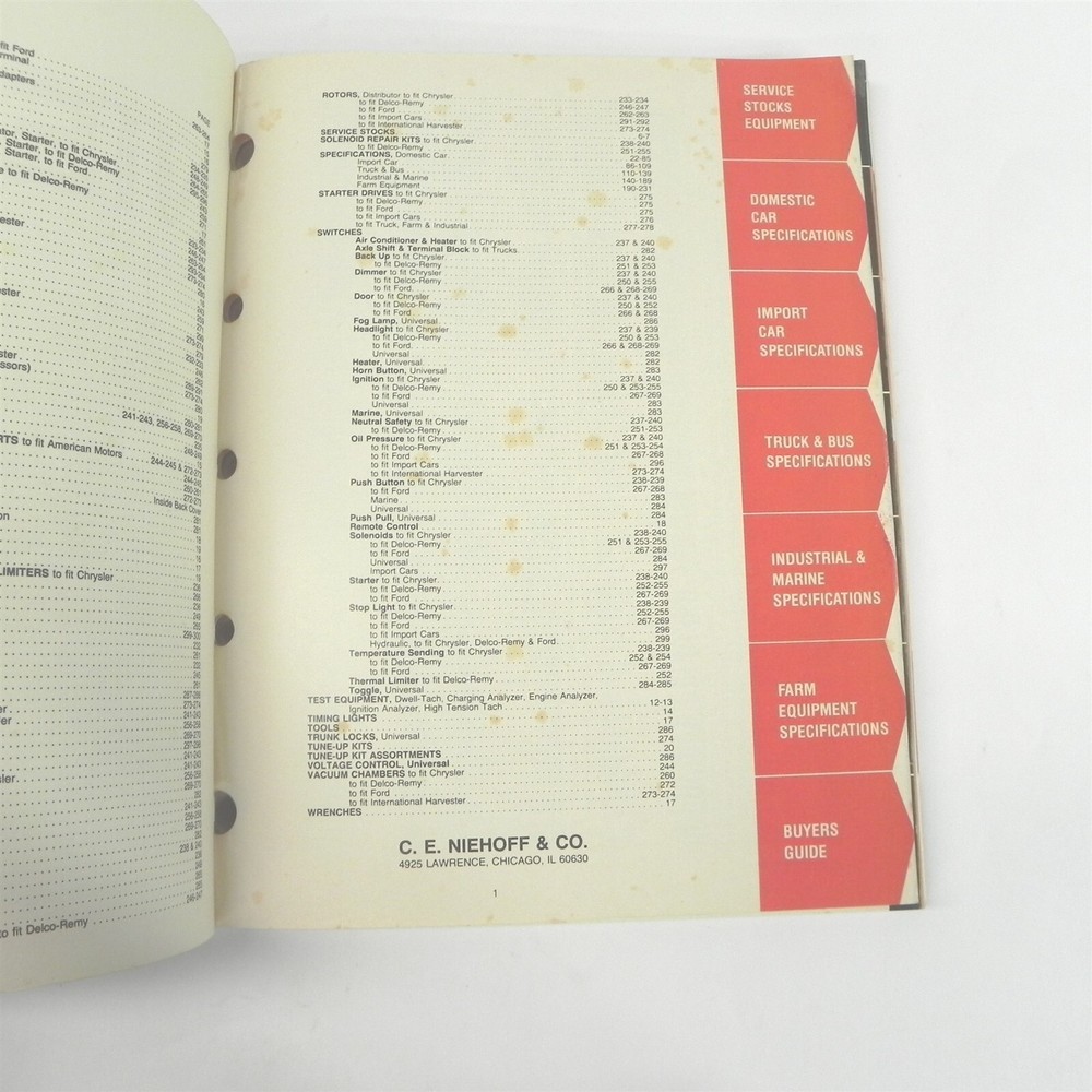 1979 CE NIEHOFF IGNITION PARTS ELECTRICAL TESTING EQUIPMENT ACCESSORIES CATALOG