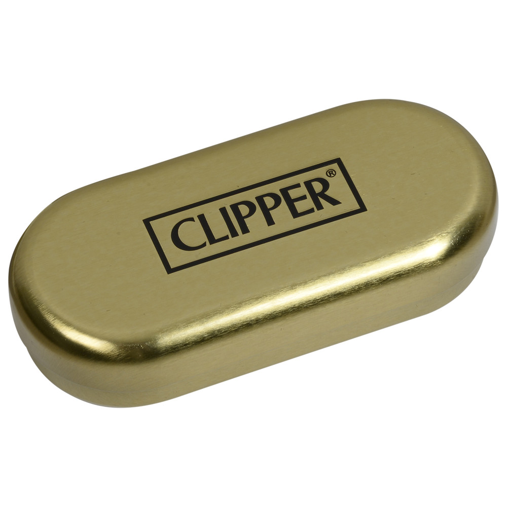 Clipper Metal Lighter - Refillable, Includes Case. Gold Style Butane Lighters