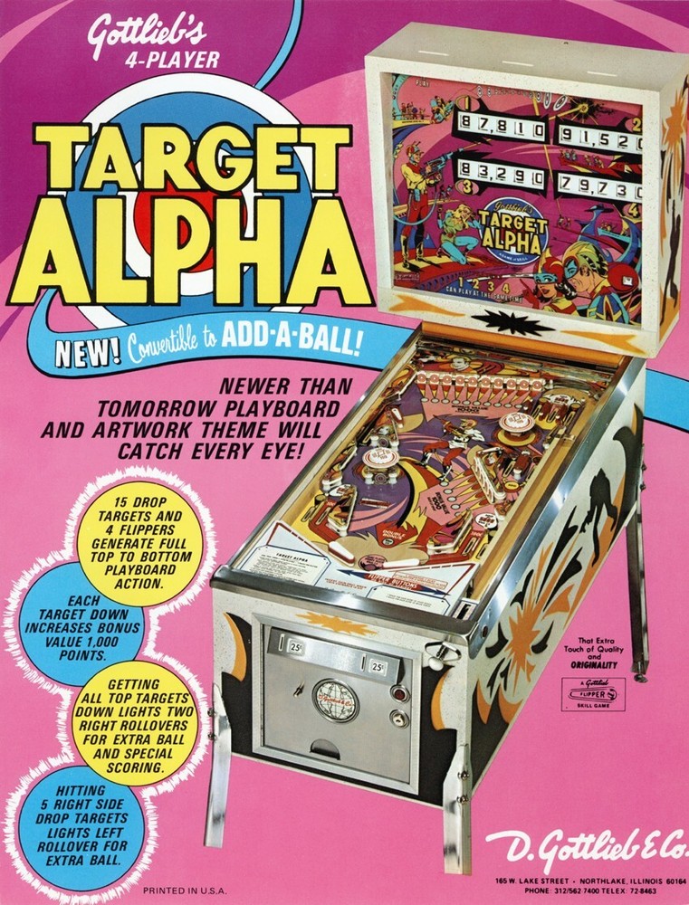 1976 Gottlieb Target Alpha Pinball Machine Rubber Ring Kit