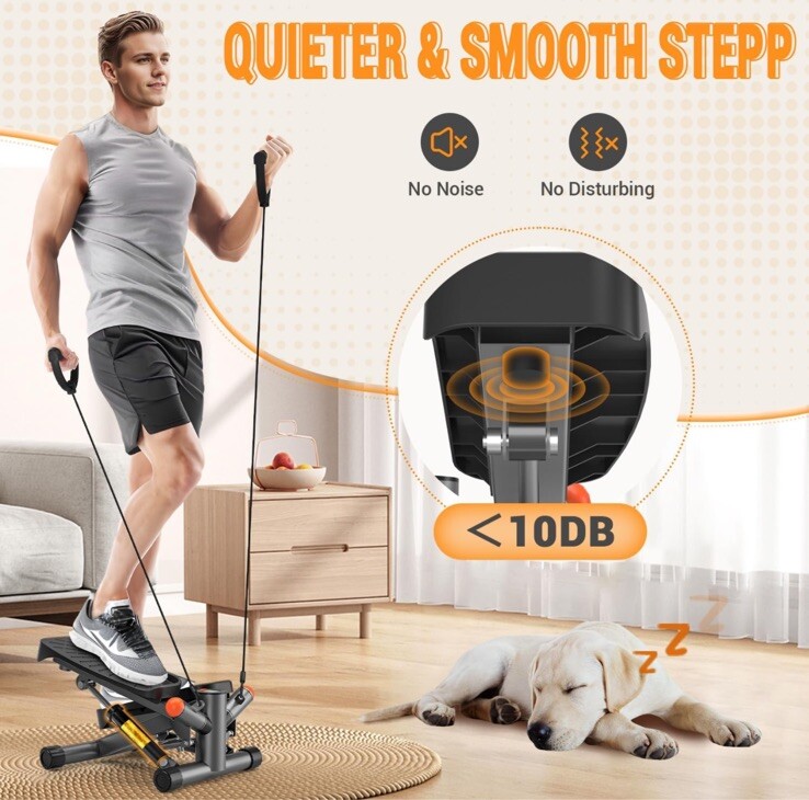 Steppers for Exercise at Home,Adjustable Height Mini Stepper with Resistance Ban