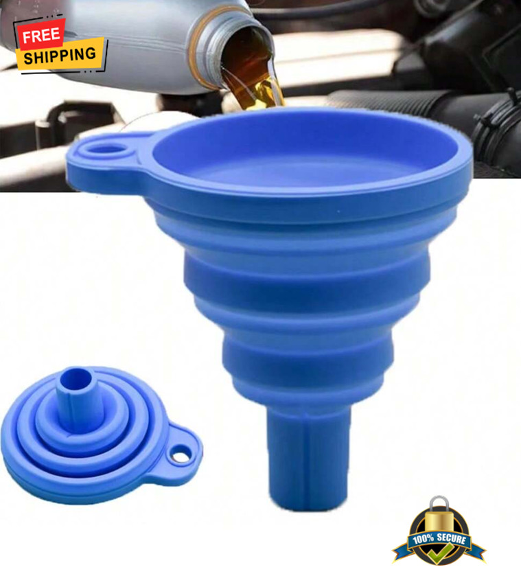 2 pcs Universal Silicone Engine Funnel Foldable Oil & Fluid Transfer Tool