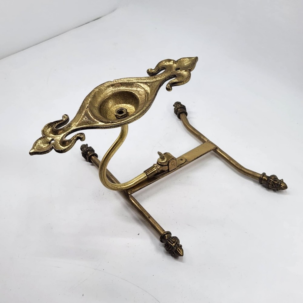 Antique Victorian Solid Brass Hat Coat Rack Hall Tree Wall Mount Early 1900s DA