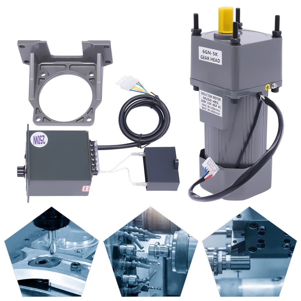 250W 110V AC Gear Motor with Variable Speed Controller and Bracket Single Phase
