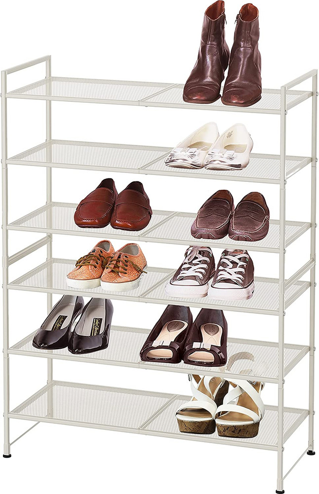 3-Tier Stackable Mesh Shoe Rack, White