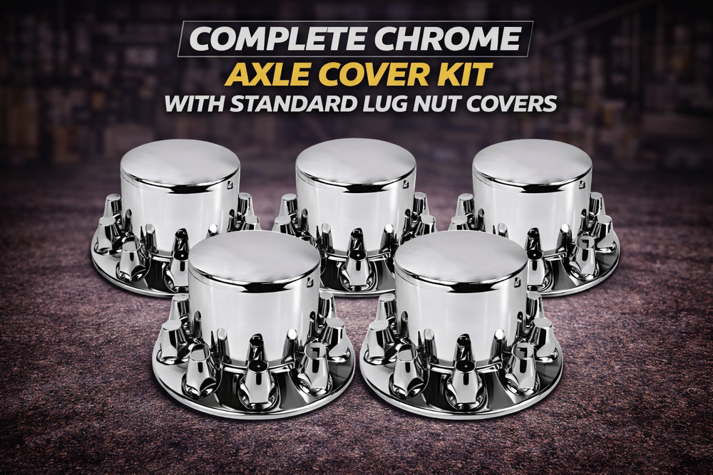 Complete Chrome Axle Cover Kit with Standard Lug Nut Covers