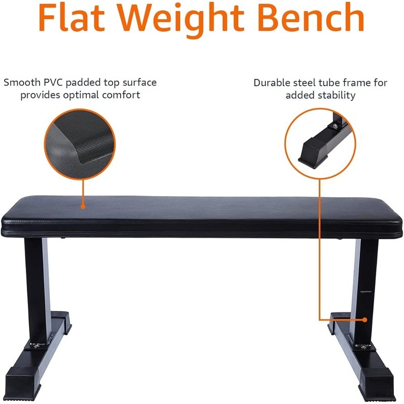 Flat Weight Bench Full Body Workout Steel Frame Stability Assembly