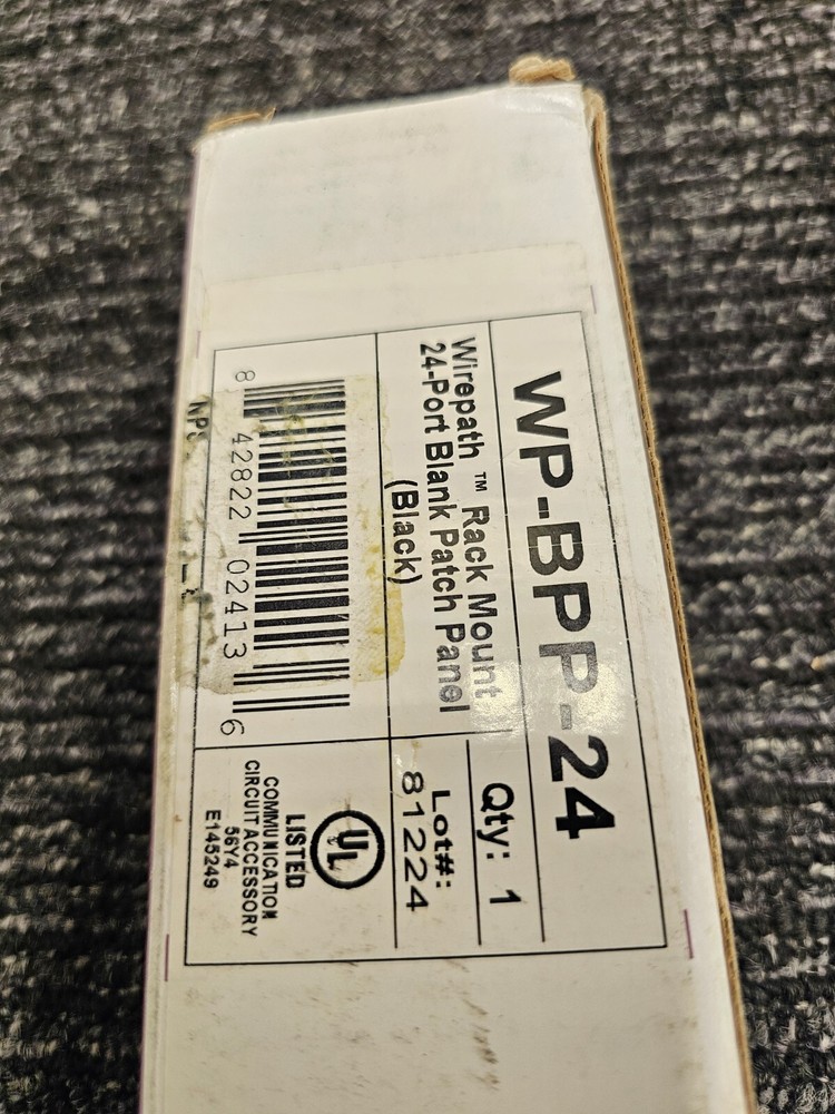 Wirepath WP-BPP-24 Rack Mount 24 Port Blank Patch Panel Black