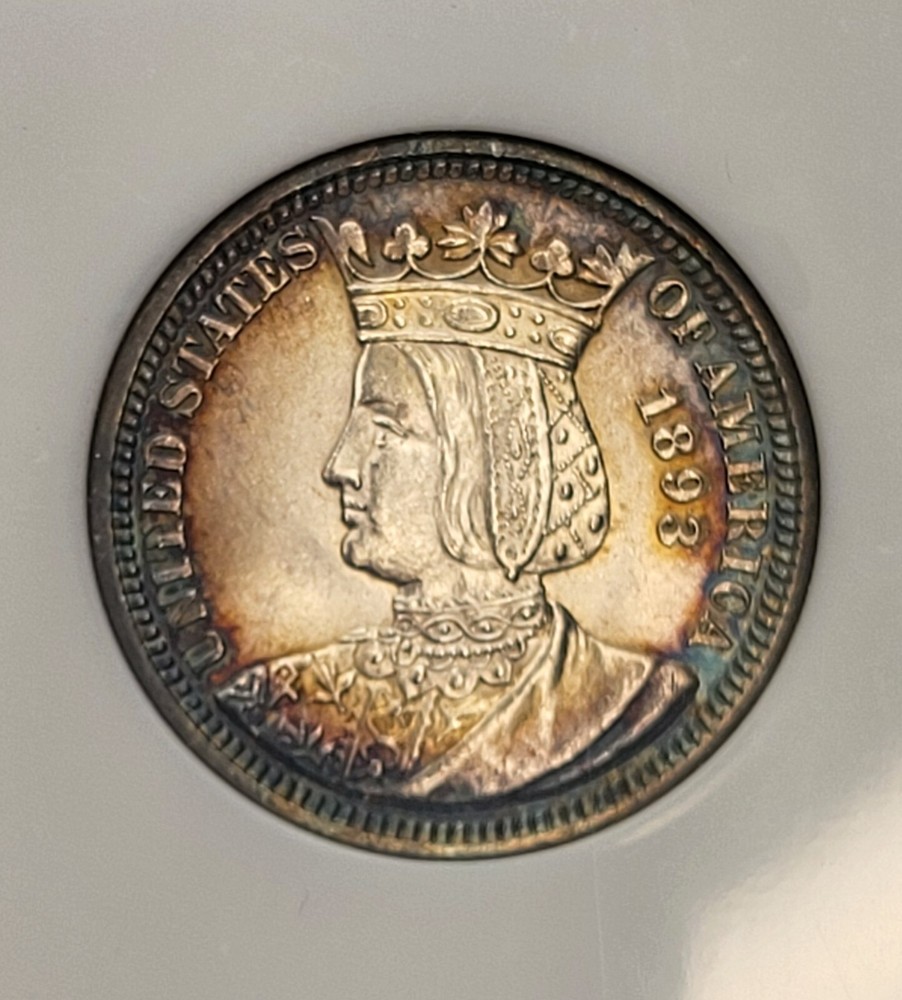 1893 25 Cent Isabella Commemorative Silver Quarter MS 63 NGC Certified