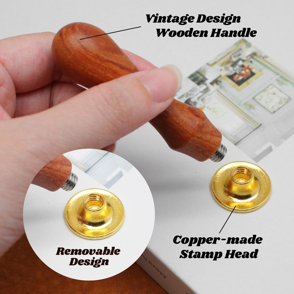 vibedor Wax Seal Stamp Set, 10 Pcs Envelope Kit Light Brown