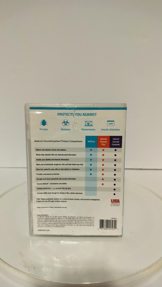 Webroot SecureAnywhere AntiVirus 3 Devices 1 Year - PC/Mac Disc & Keycode