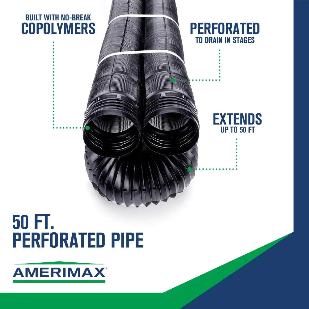 FLEX Drain 4 In. X 50 Ft. Copolymer Perforated Drain Pipe