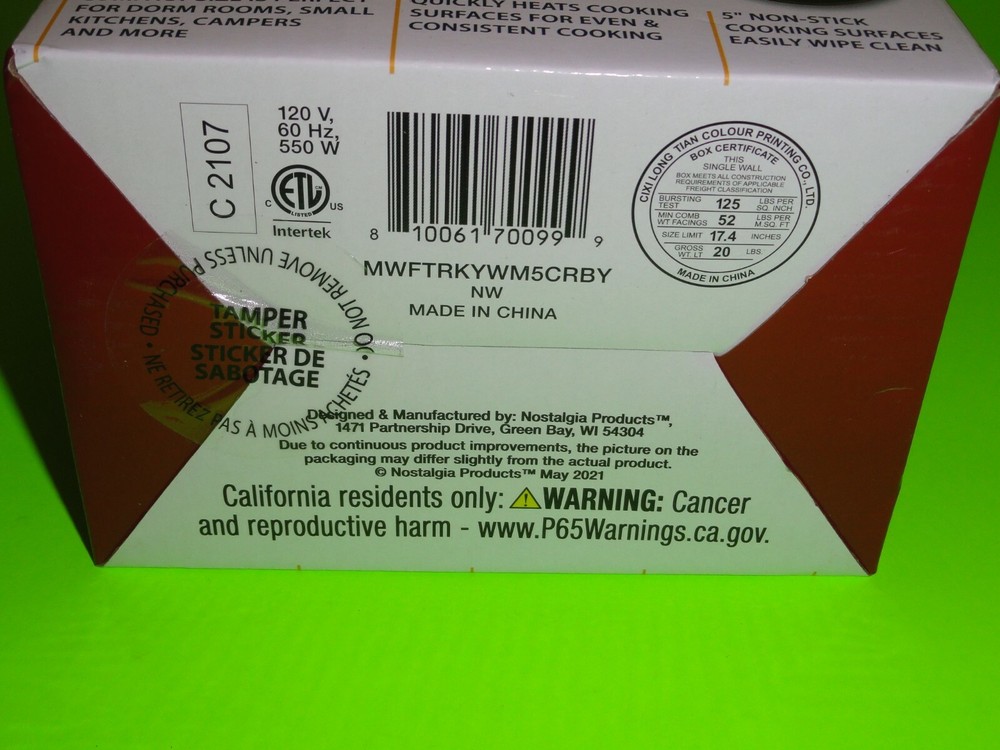 Nostalgia MyMini Turkey Pattern Waffle Maker Size 5” Non-Stick Easy Wipe Fall