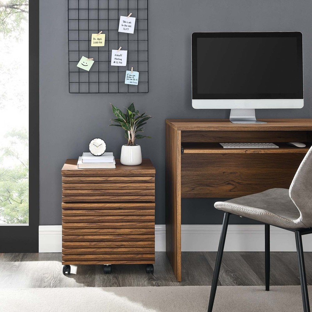Modway EEI-5704-WAL Render Wood File Cabinet, Walnut